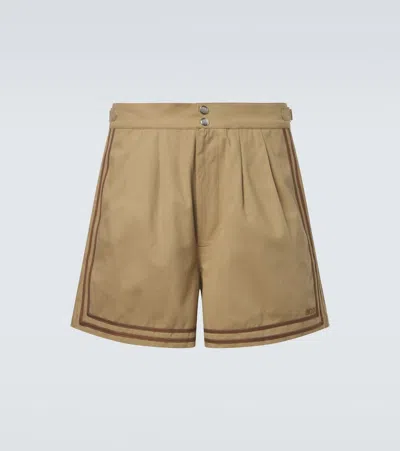 Bode Canteen Cotton Twill Shorts In Brown