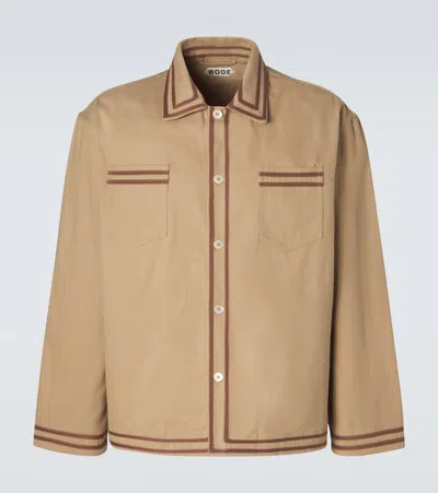 Bode Cotton Twill Overshirt In Brown