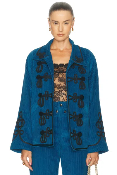 Bode Country Corduroy Jacket In Blue Black