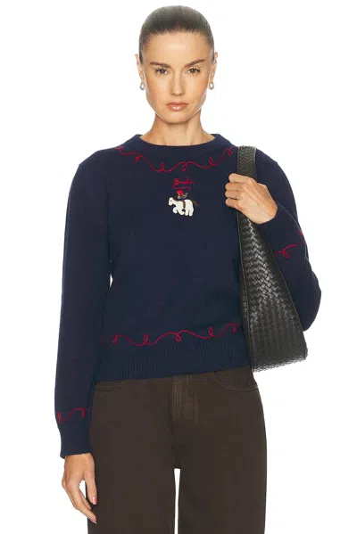 Bode Cowboy Appliqué Pullover Sweater In Navy