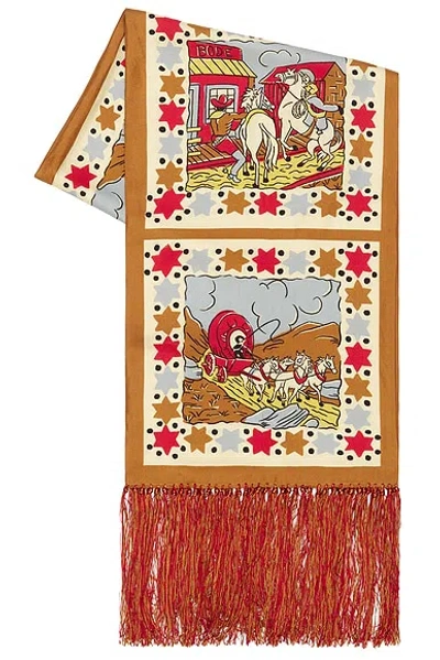 Bode Cowboy Comic Scarf In Multi