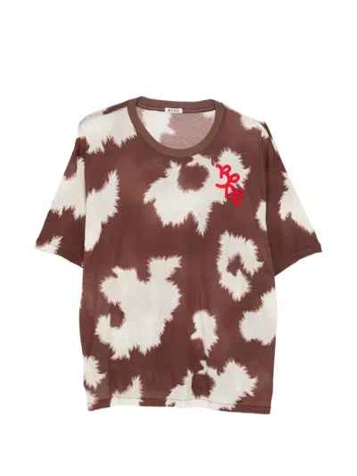 Bode Cow-print Logo-embroidered T-shirt In 브라운