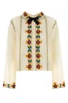 Bode Women Cream Mesh Candyfloss Shirt In Yellow