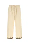 Bode Laurelist Embroidered Wool Casual Pants In Neutral