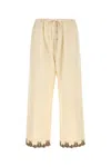 Bode Laurelist Embroidered Wool Casual Pants In White