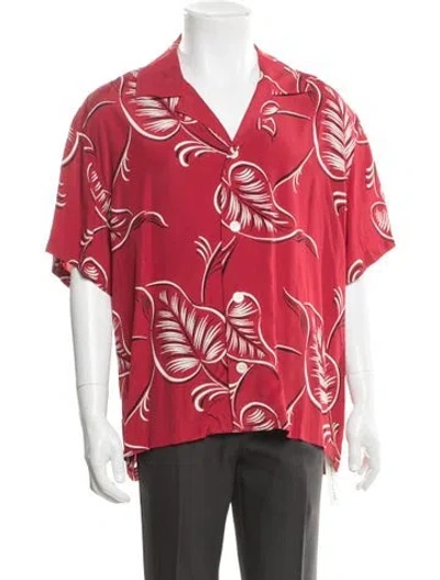 Pre-owned Bode Creeping Begonia Floral Print Shirt In Red