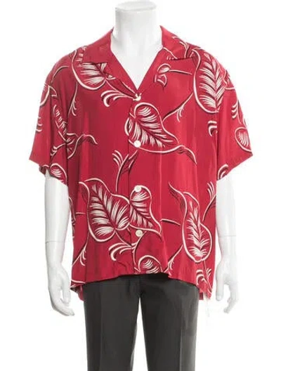 Pre-owned Bode Creeping Begonia Floral Print Shirt W/ Tags In Red