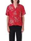 Bode Red Creeping Begonia Shirt In Red White