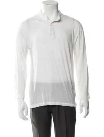 Pre-owned Bode Crew Neck Long Sleeve Henley In White