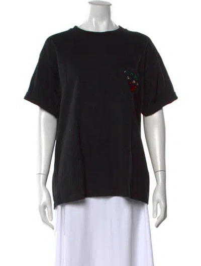 Pre-owned Bode Crew Neck Short Sleeve T-shirt In Black