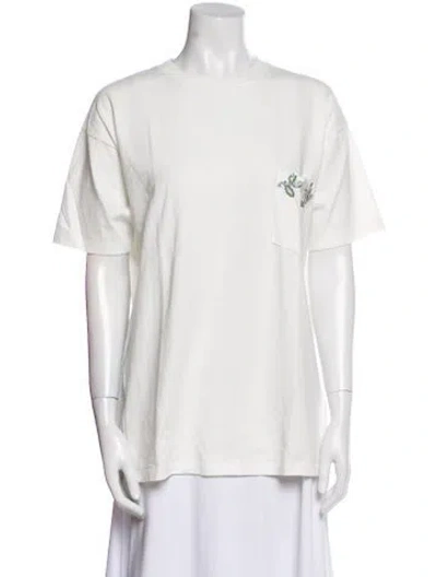 Pre-owned Bode Crew Neck Short Sleeve T-shirt In White