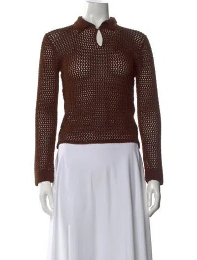 Pre-owned Bode Crew Neck Sweater In Brown