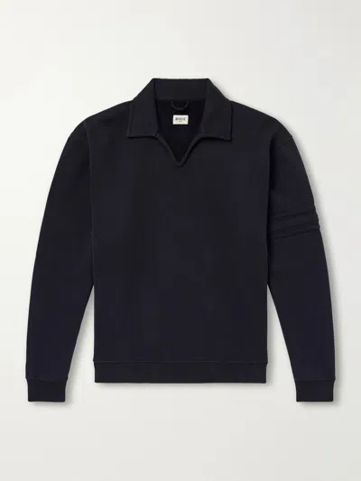 Bode Crew Polo Cotton-jersey Sweatshirt In Black