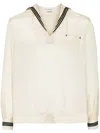 Bode Cricket Sailor-collar Silk Top In 中性色