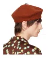 Bode Brown Crochet Beret In Red