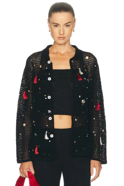 Bode Crochet Charm Shirt In Black