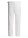 Bode Crochet-insert Linen Trousers In Gray