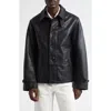 Bode Black Cropped Continental Leather Jacket In Black