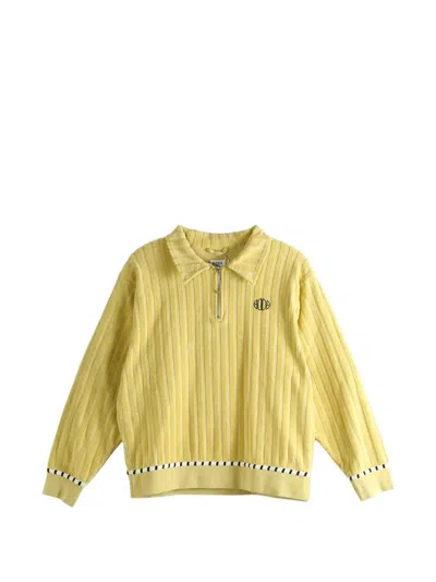 Bode Croquet Ground Quarter-zip Sweater In Yellow