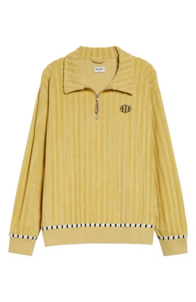 Bode Croquet Ground Rib Terry Cloth Pullover In Green