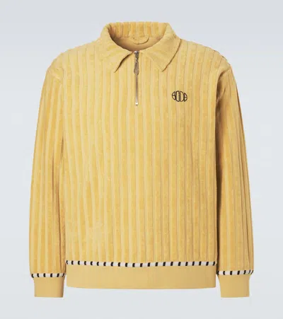 Bode Croquet Ground Terry Half-zip Sweater In Yellow