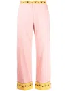 Bode Crystal-embellished Cropped Trousers In Pink
