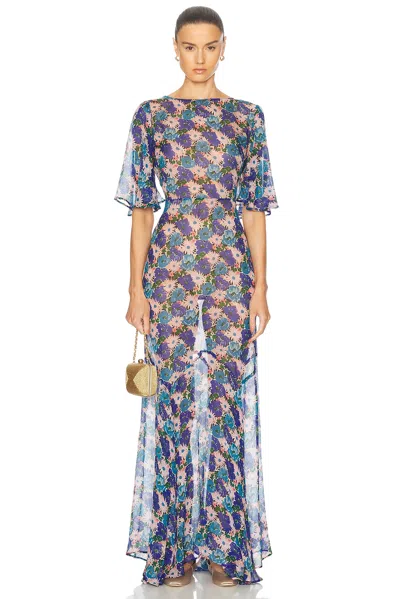 Bode Multicolor Daisy Fair Maxi Dress In Blue Multi