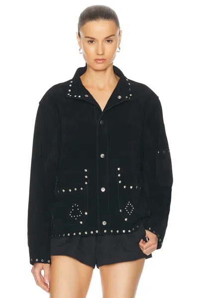 Bode Women's Deck Of Cards Suede Jacket In Black