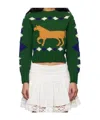 Bode Green Diamond Corral Sweater In Green
