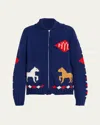 Bode Diamond Corral Horse Merino Wool Cardigan In Blmlt