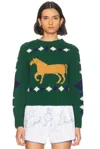 Bode Green Diamond Corral Sweater In Green Multi