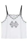 Bode Diamond Monogram Cotton Poplin Tank In White