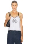 Bode Diamond Monogram Cotton Poplin Tank In White