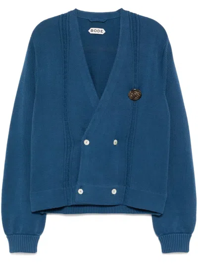 Bode Double-breasted Cardigan In Blue