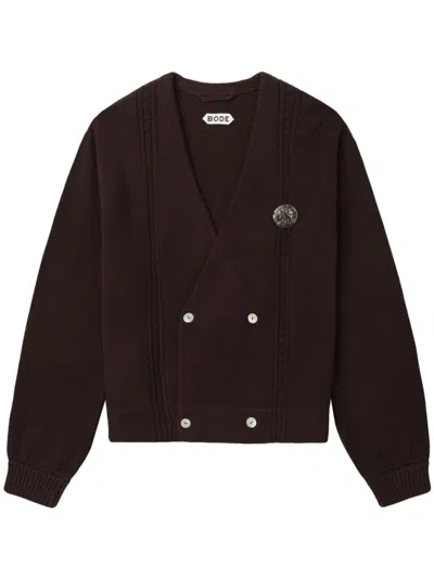 Bode Brown Double-breasted Cardigan In Dkbrn