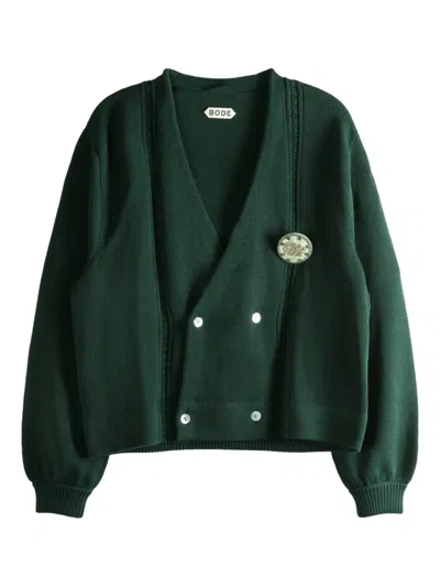 Bode Double-breasted Cardigan In Green
