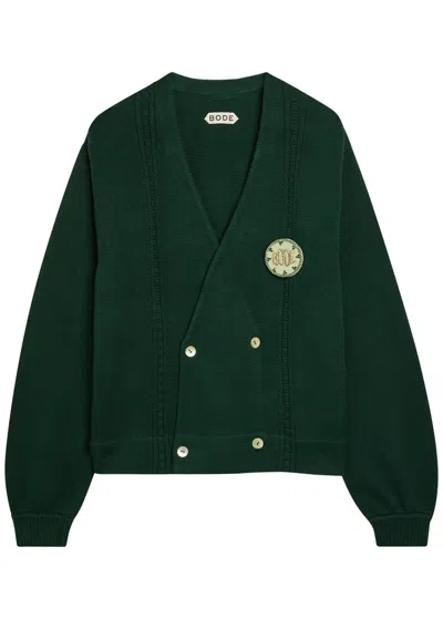 Bode Double-breasted Cotton Cardigan In Green