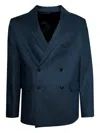 Bode Double-breasted Linen Jacket In Blue