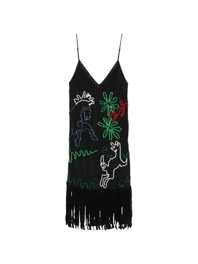 Bode Dream Pony Dress In Black