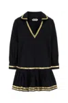 Bode Embellished Cotton-poplin Mini Dress In Black