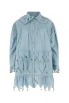 Bode Carillon Shirt Dress Metallic Embellishments In Blue