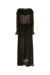 Bode Embroidered Silk Blend Stadium Dress In Green