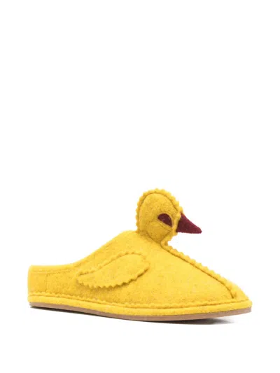 Bode Wool-blend Slippers In Yellow