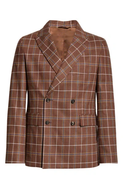 Bode Dunham Plaid Double Breasted Sport Coat In Brown Multi