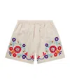 Bode Garden Party Straight-leg Bead-embellished Linen Shorts In White