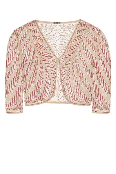 Bode Embellished Mesh Rita Cardigan In Red