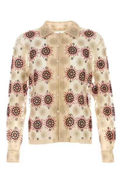 Bode Beige Solarium Long Sleeve Shirt In Ecmlt Ecru Multi