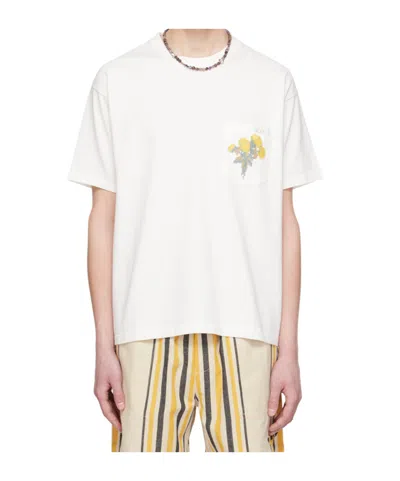 Bode Embroidered Bouquet Pocket T-shirt In White