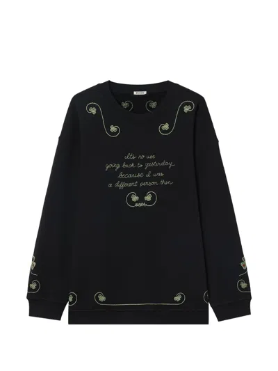 Bode Embroidered Cotton Sweatshirt In Black