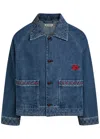 Bode Embroidered Merino Wool-blend Denim Jacket In Blue
